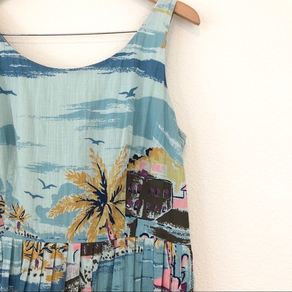 Boden Tall Nancy Dress Riviera Print Blue Beach - Picture 2 of 7